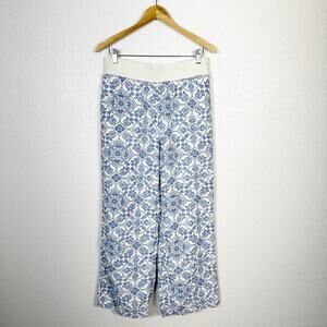 Soft Surroundings‎ Womens Aliso Point Linen Beachy Pants Blue Print Size Medium